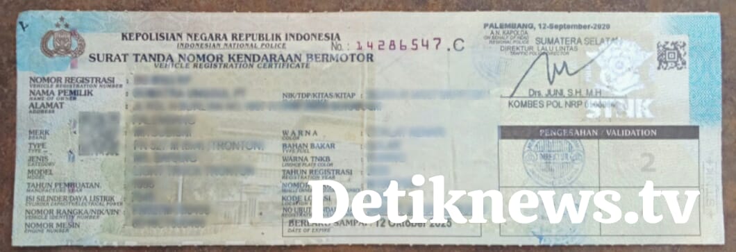 Hilangnya STNK Milik Mustika Desi Rani