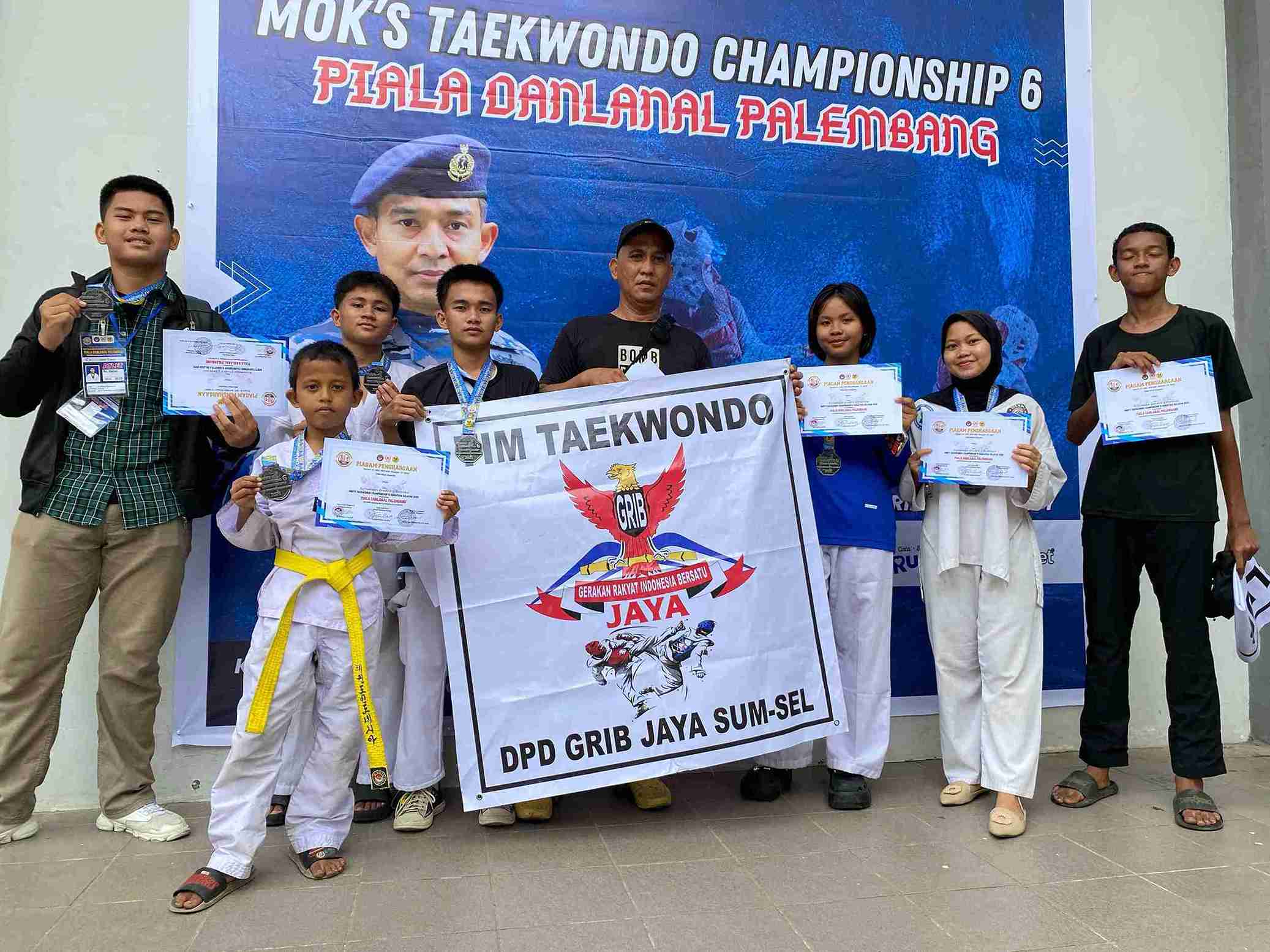 Tim Binaan DPD GRIB JAYA SUMSEL meraih Emas di Taekwondo Championship Ke-6 Piala DANLANAL