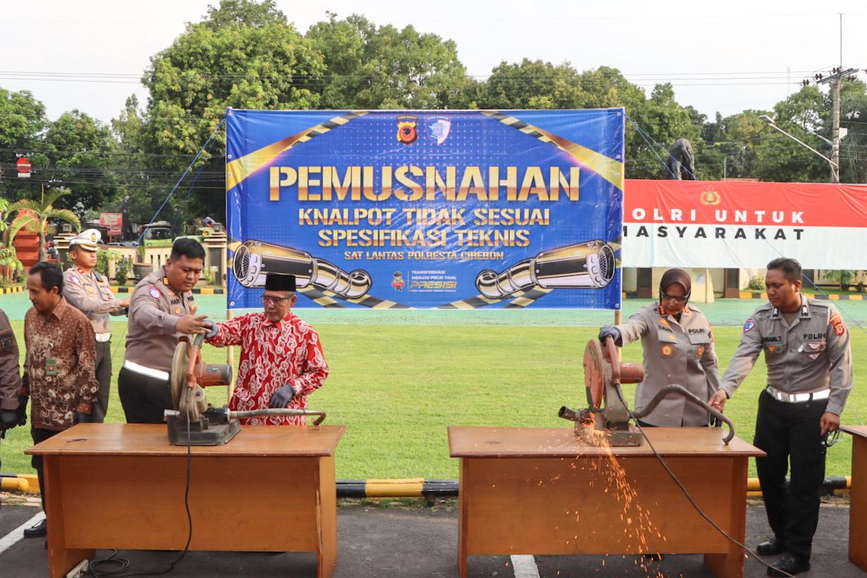Polresta Cirebon Amankan 4.118 Knalpot Tak Sesuai Spesifikasi, Siap Dijadikan Monumen Edukasi