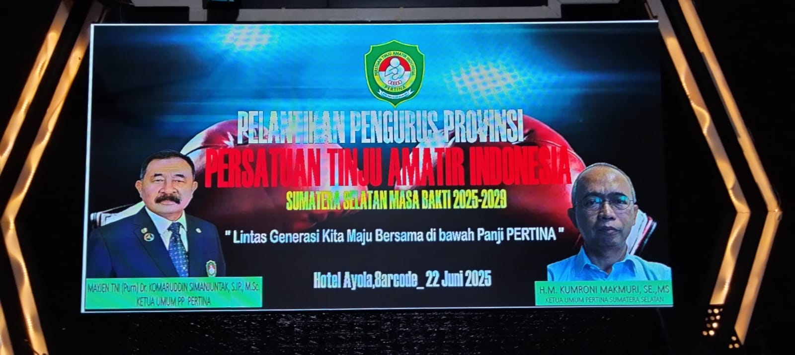 Sekum KONI Hadiri Pelantikan Ketua Pengprov Pertina Sumsel, Komitmen Majukan Tinju Amatir Disampaikan