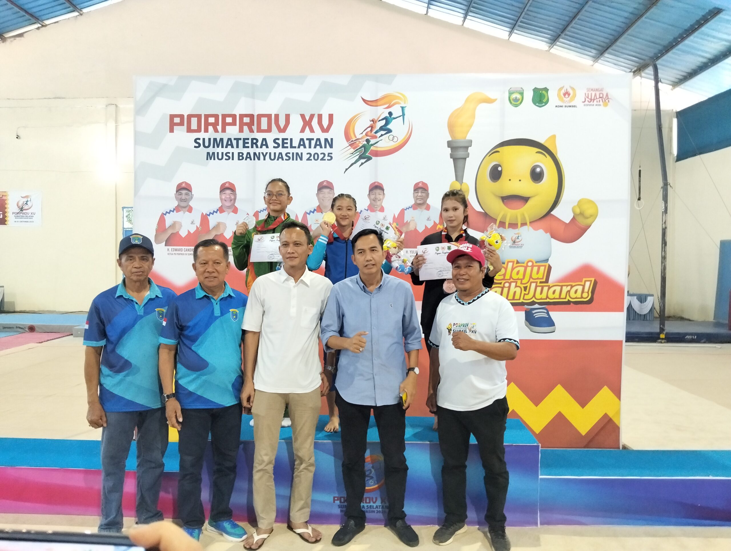 Kabupaten OKI Tambah 3 Medali Emas dari Cabor Senam pada Porprov XV di MUBA