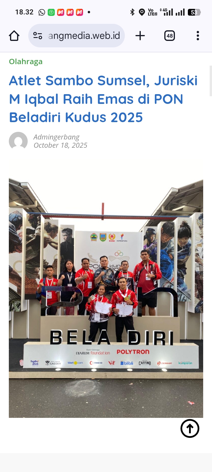 Atlet Sambo Sumsel, Juriski M Iqbal Raih Emas di PON Beladiri Kudus 2025
