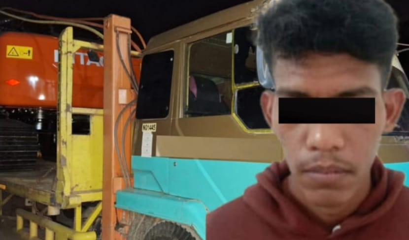 Diduga Gelapkan Uang Jalan dan Preteli Fasilitas Truk, Sopir Tronton Muatan Excavator Kabur di OKI