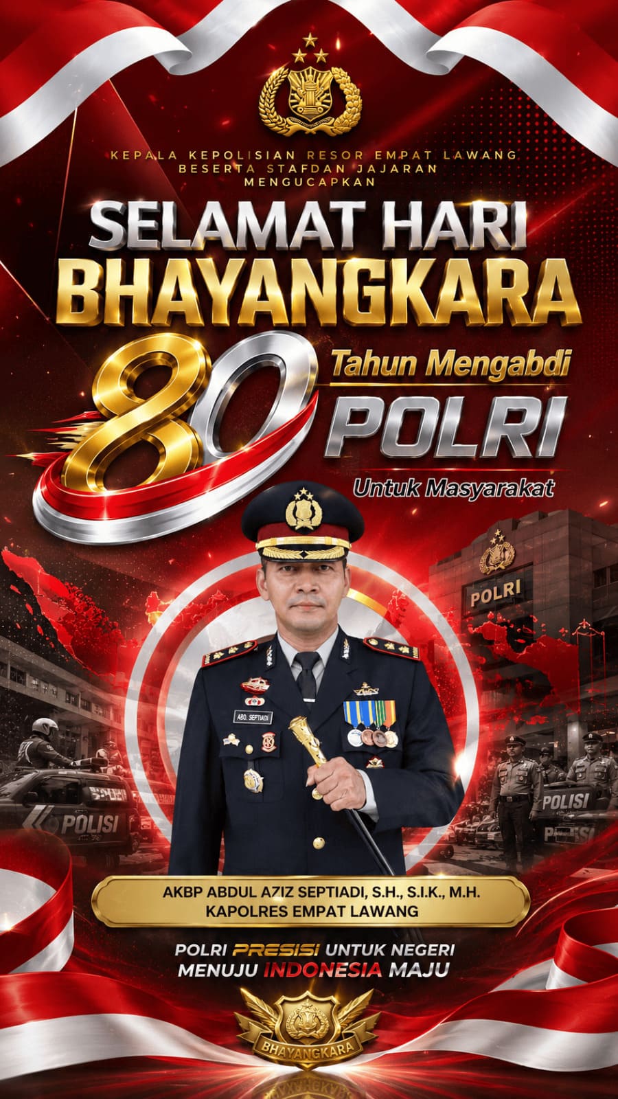 HUT Bhayangkara 2026, Kapolres Empat Lawang Tegaskan: “80 Tahun Mengabdi POLRI Untuk Masyarakat” Komitmen Polri Presisi Menuju Indonesia Maju