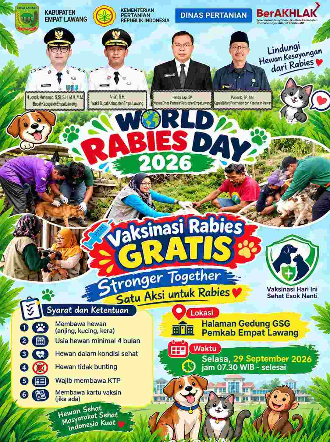 Peringati World Rabies Day 2026, Pemkab Empat Lawang Gelar Vaksinasi Rabies Gratis