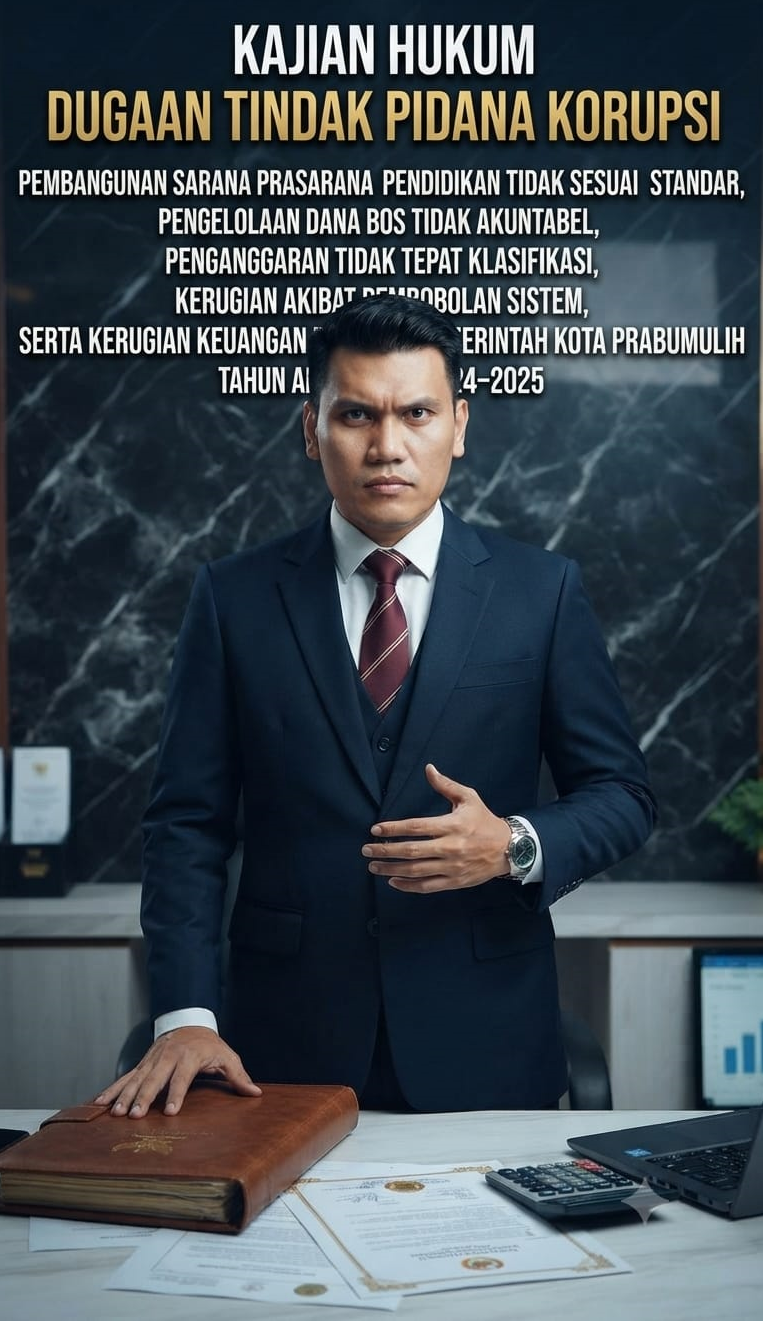 KAJIAN HUKUM PEMBANGUNAN SARANA PRASARANA PENDIDIKAN TIDAK SESUAI STANDAR, PENGELOLAAN DANA BOS TIDAK AKUNTABEL, PENGANGGARAN TIDAK TEPAT KLASIFIKASI, KERUGIAN AKIBAT PEMBOBOLAN SISTEM, SERTA KERUGIAN KEUANGAN DAERAH DI PEMERINTAH KOTA PRABUMULIH TAHUN ANGGARAN 2024–2025