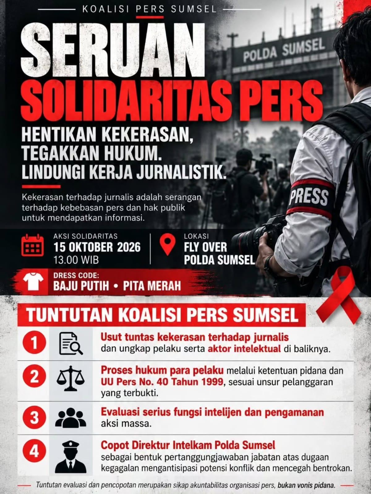 Koalisi Pers Sumsel Gelar Aksi Solidaritas, Minta Kekerasan Terhadap Jurnalis Diusut Tuntas